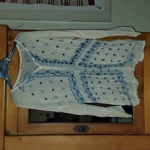 Johnny Was Embroidered Sheer Tunic M